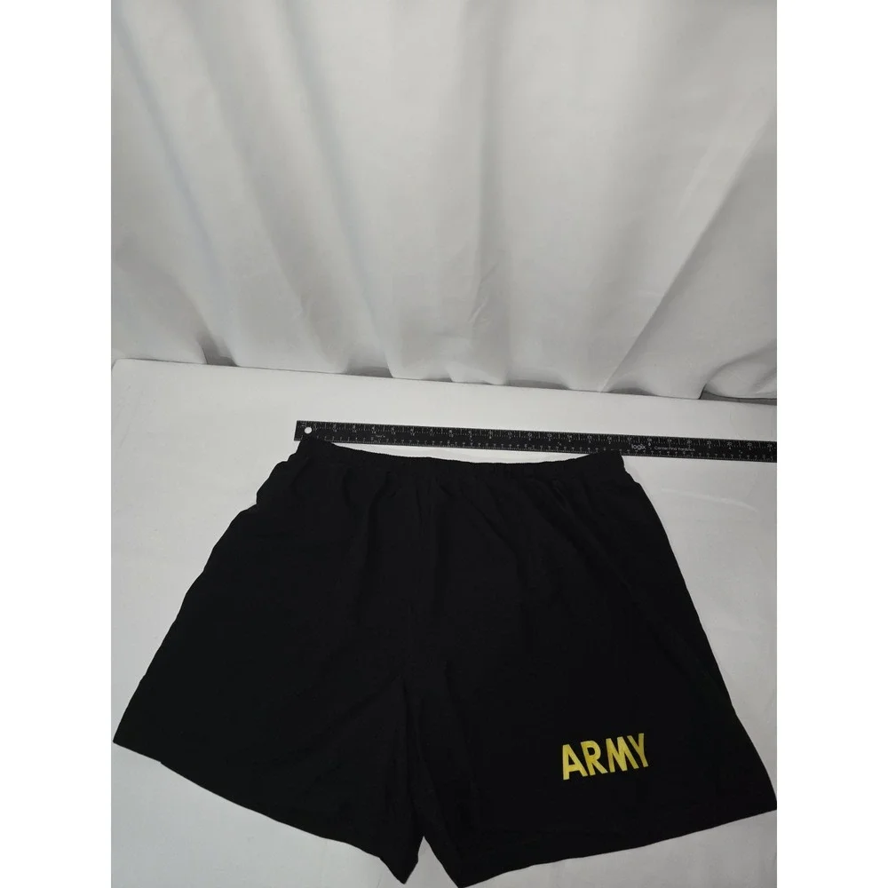 US Military Army Nylon Short Running PT Lined Athletic Shorts Size Large Black